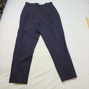 Rafaella Dress Pants Womens Size 12 Black 100% Wool Slacks Pleated Career